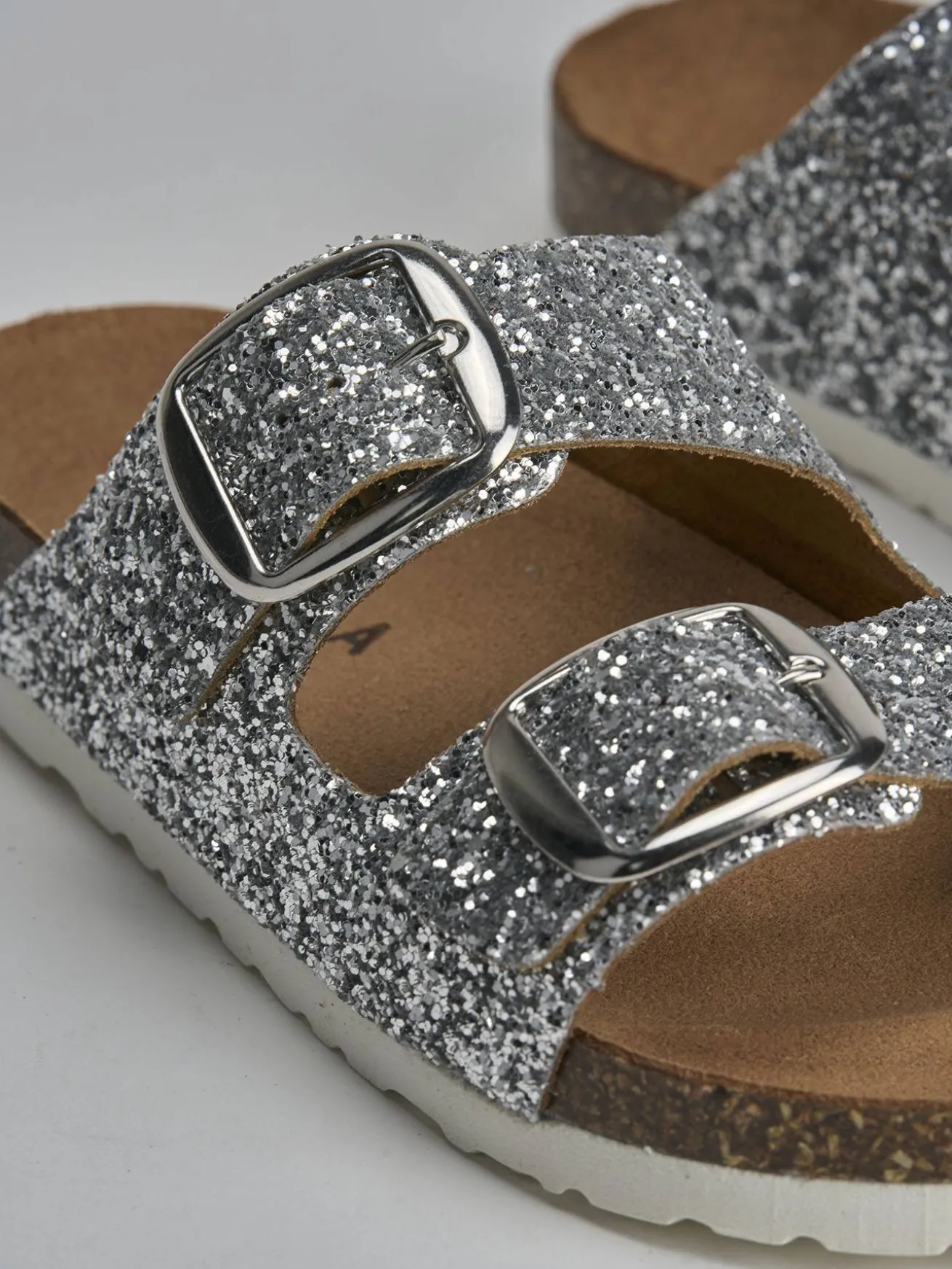 Ciabatta tacco 1 cm argento glitter