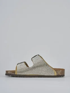 Ciabatta tacco 1 cm argento pelle