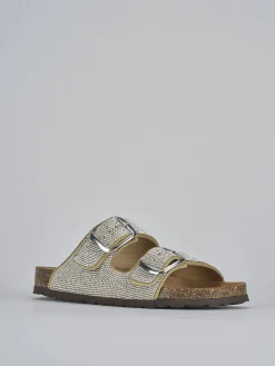 Ciabatta tacco 1 cm argento pelle