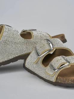 Ciabatta tacco 1 cm argento pelle