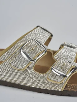 Ciabatta tacco 1 cm argento pelle