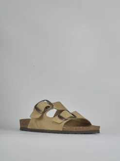 Ciabatta tacco 1 cm beige camoscio