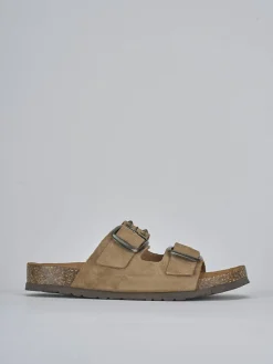 Ciabatta tacco 1 cm beige camoscio