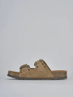 Ciabatta tacco 1 cm beige camoscio