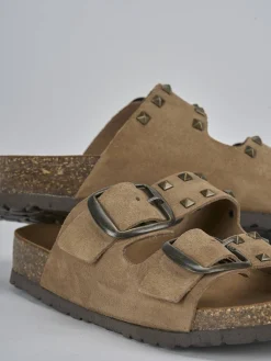 Ciabatta tacco 1 cm beige camoscio