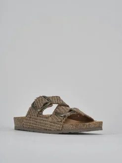 Ciabatta tacco 1 cm beige tessuto