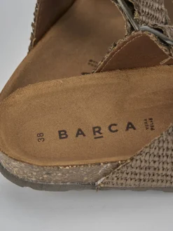 Ciabatta tacco 1 cm beige tessuto