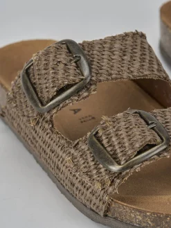 Ciabatta tacco 1 cm beige tessuto