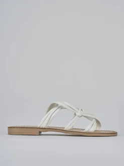 Ciabatta tacco 1 cm bianco pelle