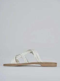 Ciabatta tacco 1 cm bianco pelle