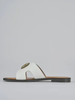 Ciabatta tacco 1 cm bianco pelle