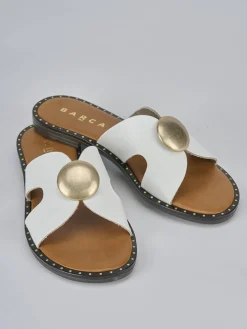 Ciabatta tacco 1 cm bianco pelle