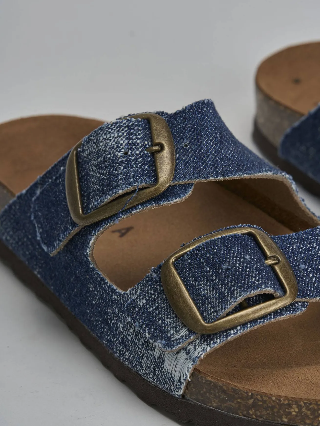 Ciabatta tacco 1 cm jeans tessuto