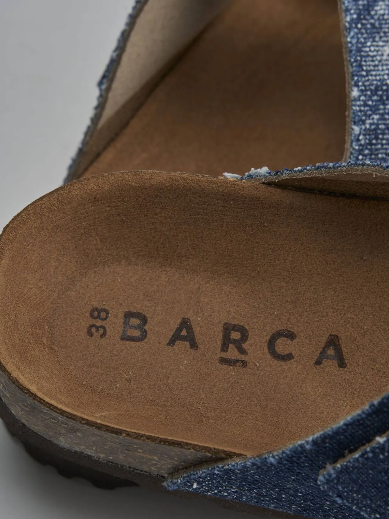 Ciabatta tacco 1 cm jeans tessuto