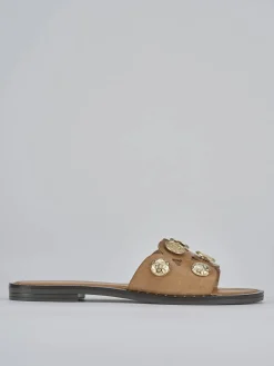 Ciabatta tacco 1 cm marrone pelle