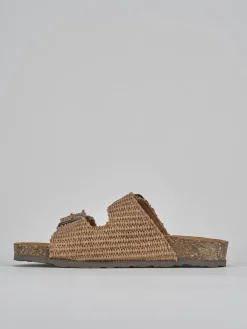 Ciabatta tacco 1 cm marrone tessuto