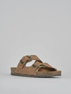 Ciabatta tacco 1 cm marrone tessuto