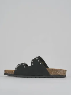 Ciabatta tacco 1 cm nero camoscio