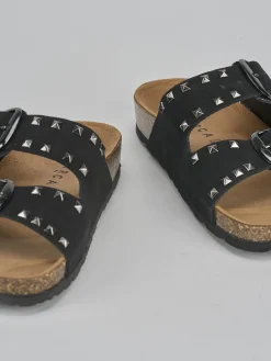 Ciabatta tacco 1 cm nero camoscio