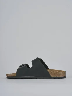 Ciabatta tacco 1 cm nero nabuk