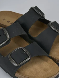 Ciabatta tacco 1 cm nero nabuk