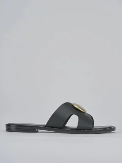 Ciabatta tacco 1 cm nero pelle