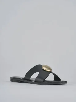 Ciabatta tacco 1 cm nero pelle