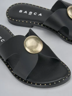 Ciabatta tacco 1 cm nero pelle