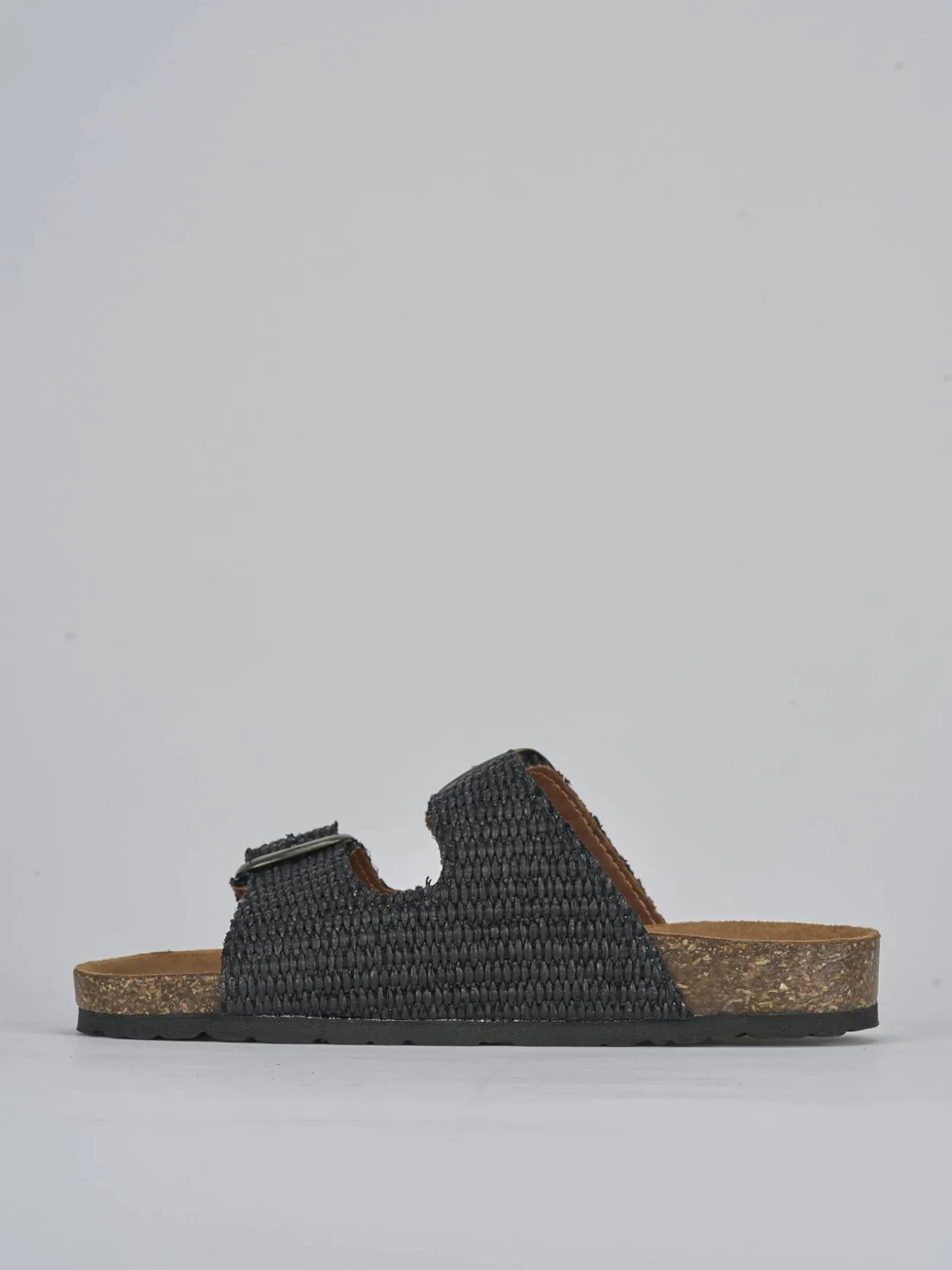 Ciabatta tacco 1 cm nero tessuto