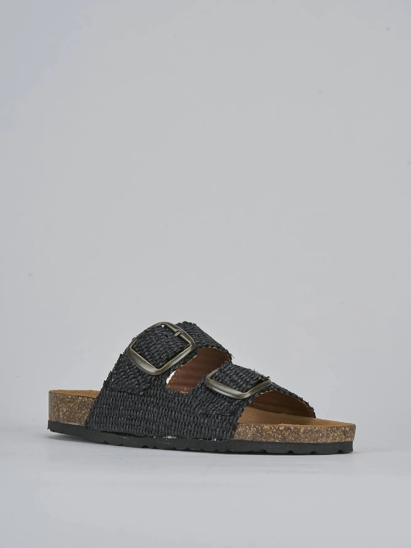 Ciabatta tacco 1 cm nero tessuto