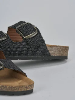 Ciabatta tacco 1 cm nero tessuto