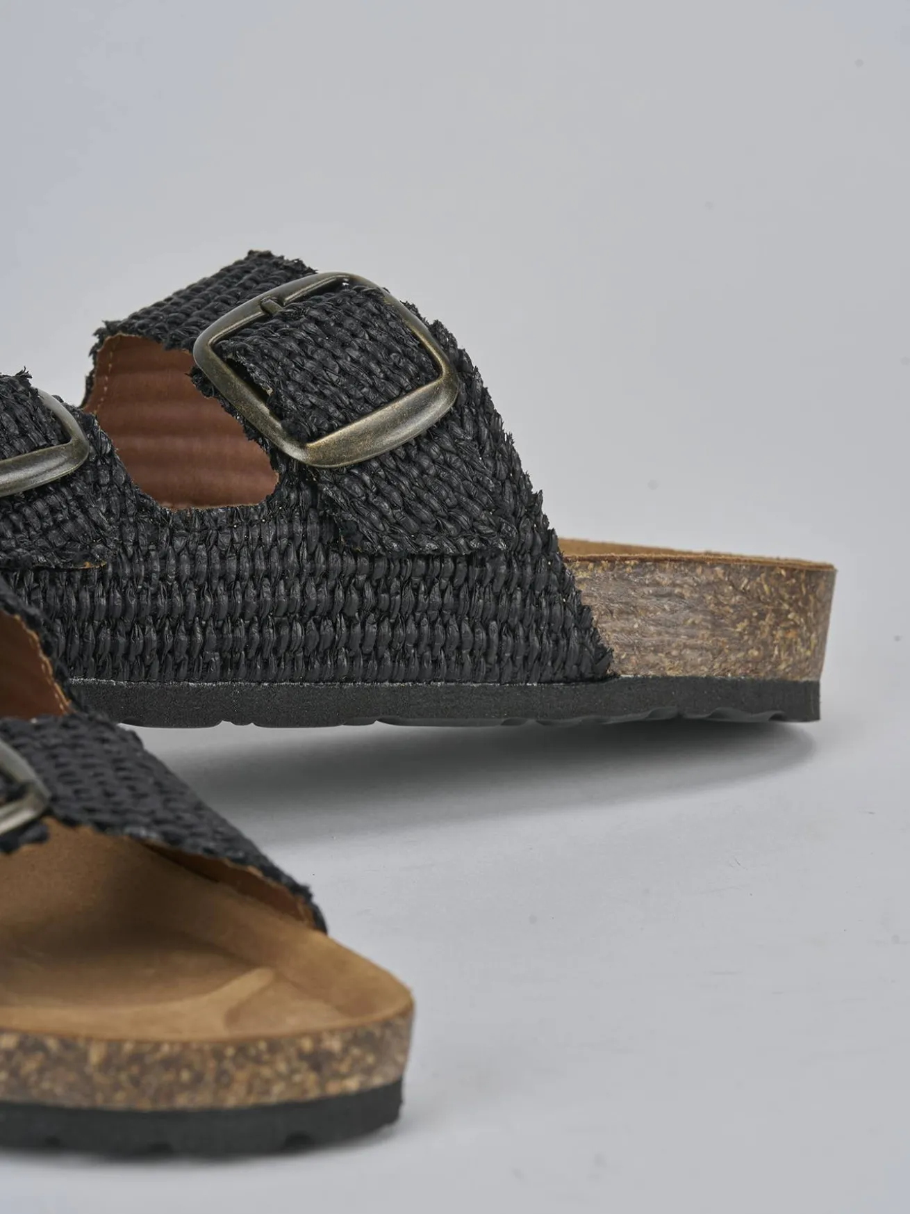 Ciabatta tacco 1 cm nero tessuto