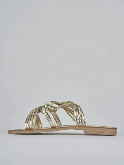 Ciabatta tacco 1 cm oro pelle