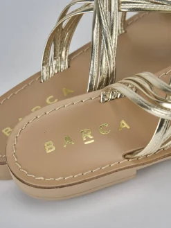 Ciabatta tacco 1 cm oro pelle