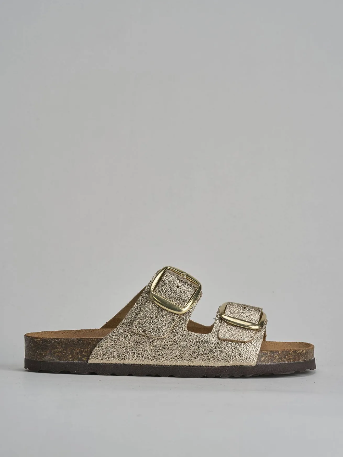 Ciabatta tacco 1 cm oro pelle