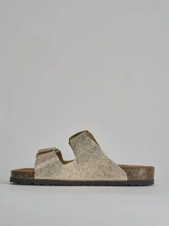 Ciabatta tacco 1 cm oro pelle