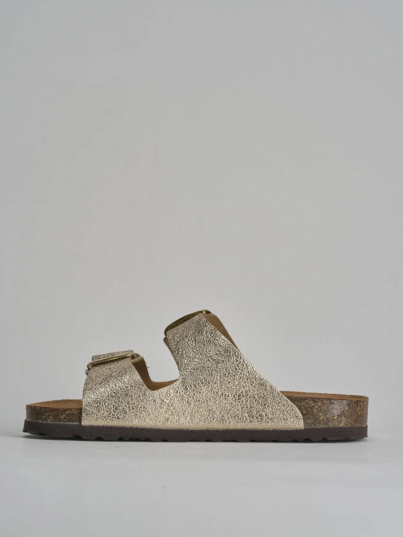 Ciabatta tacco 1 cm oro pelle