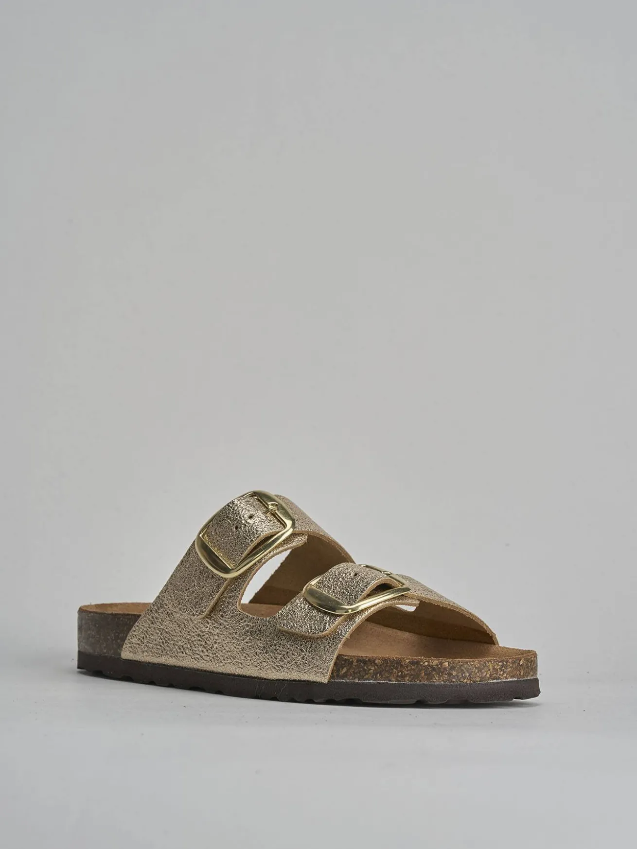 Ciabatta tacco 1 cm oro pelle