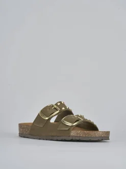 Ciabatta tacco 1 cm verde camoscio