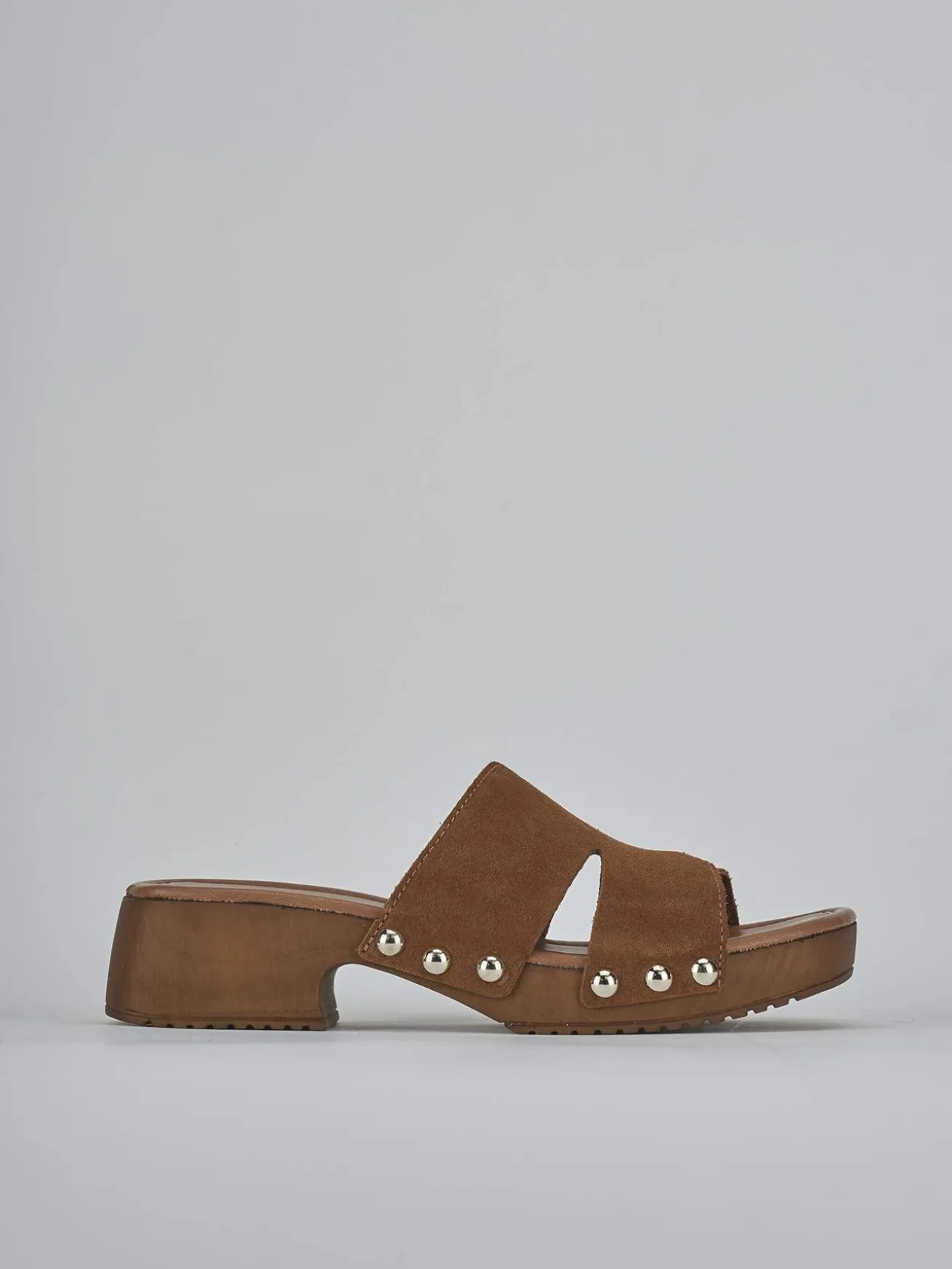 Ciabatte tacco 3cm camoscio marrone