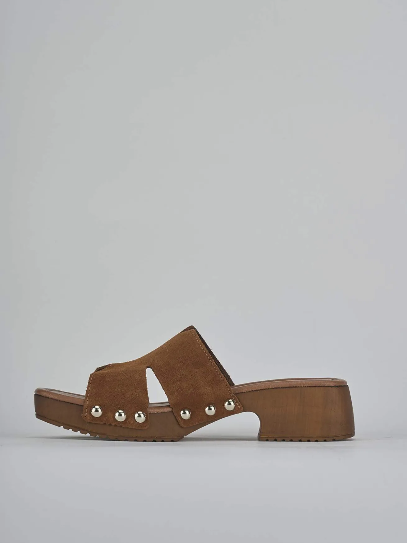 Ciabatte tacco 3cm camoscio marrone