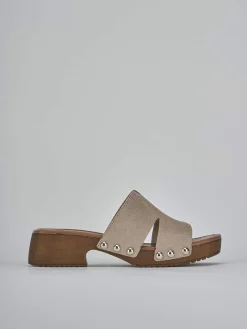 Ciabatte tacco 3cm camoscio beige