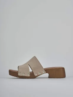 Ciabatte tacco 3cm camoscio beige