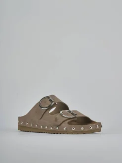 Ciabatte tacco 1cm camoscio beige