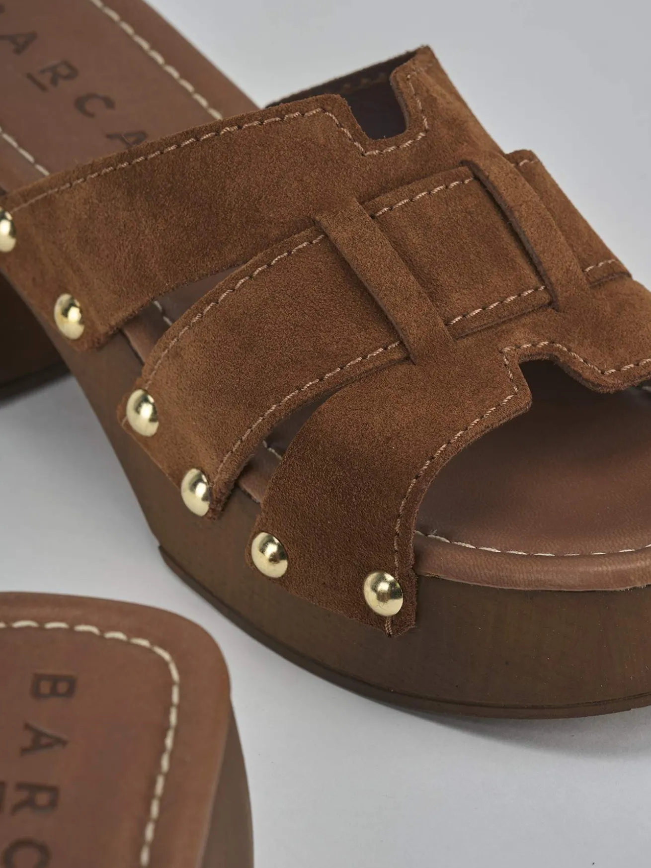 Ciabatte tacco 6cm camoscio marrone