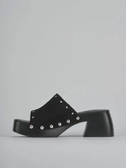 Ciabatte tacco 6cm camoscio nero