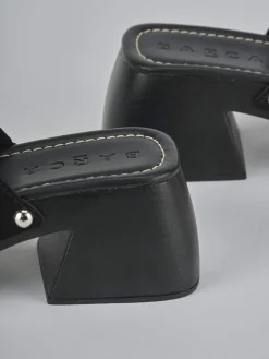 Ciabatte tacco 6cm camoscio nero