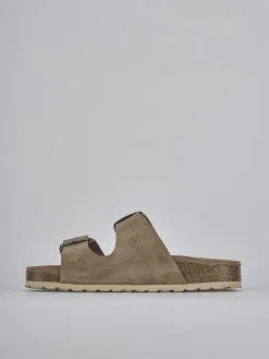 Ciabatte tacco 1cm camoscio beige