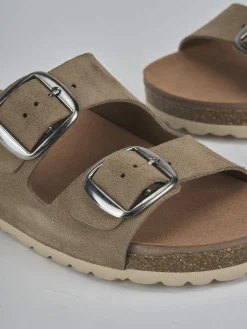 Ciabatte tacco 1cm camoscio beige