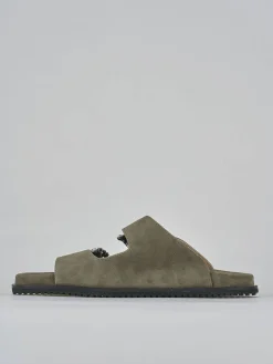 Ciabatte tacco 1cm camoscio verde